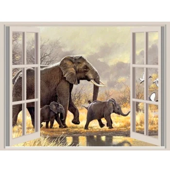 

5d Diamond Painting Elephant Family Wall Art Handmade Cross Stitch Picture Animal Home Decal Full Round Drill Embroidery Gifts