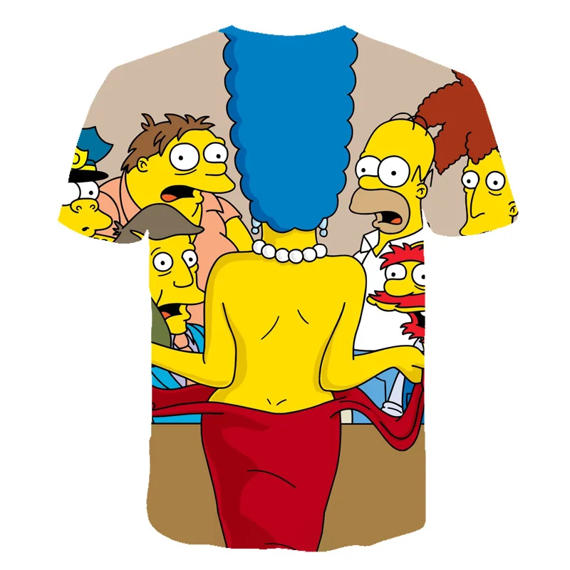 

PINSHUN 2019 New Anime T-shirt men women Simpson Printing 3D T shirt Boys casual Harajuku cartoon funny T-shirt O-neck short-sleeved Tshirt S-6XL