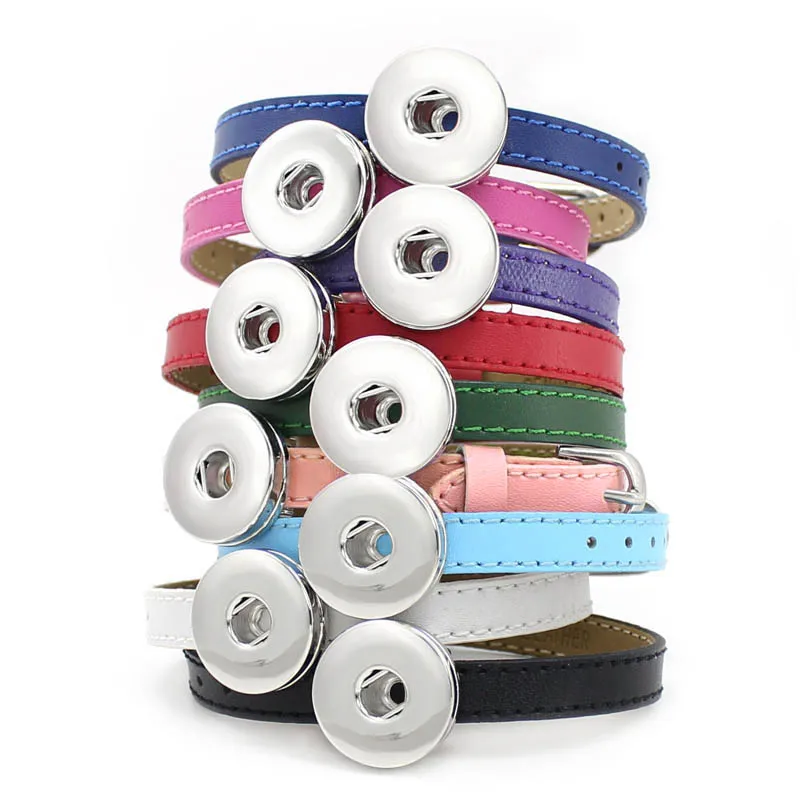 

8MM PU Leather Snap button Wristband Bracelets " 9 color Choose " (10 pieces/lot) DIY Accessory Fit snap charms LSNB13*10