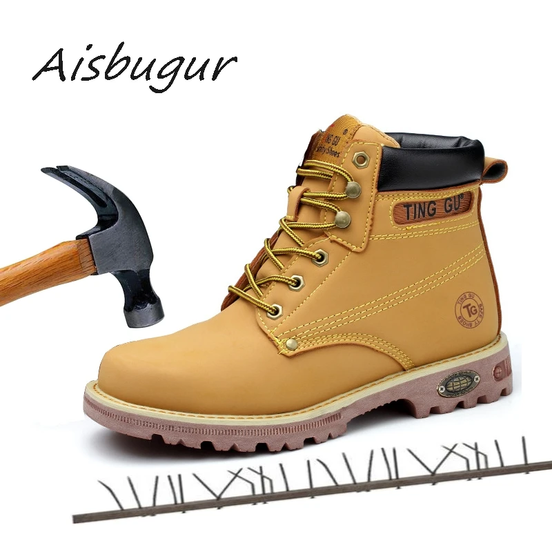 

2019 Genuine Leather Men Steel Toe Cap Dr Martin Boots Autumn Winter Work Warmer Boots Solid Ankle Boots Punk Men Safety Shoes