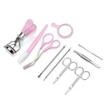 

Eyelash Curler Set Clip Eyebrow Pliers Scissors Pink Mirror Ladies Lash Nature Curl Cosmetic Home Beauty Salon Makeup Tool