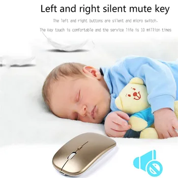 

New Wireless Mouse 2.4GHz Rechargeable 1600 DPI USB Optical Mouse Super Slim Mute Mice For PC Laptop