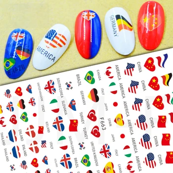 

1pc 3D Nail Stickers Flower Butterfly National flag Nail Art Stickers Decals Adhesive Manicure Nail Art Tips Decoration