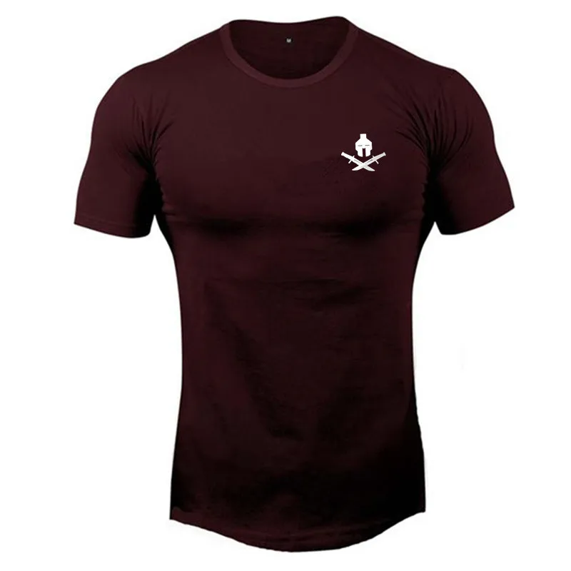 Новая брендовая одежда для фитнеса и бега, Мужская футболка с круглым вырезом, хлопковые спортивные футболки для бодибилдинга, топы для спортзала, Мужская футболка - Цвет: A5