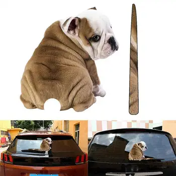 

A Shar Pei Dog Removable Car Styling Waving Wiper Sticker and Decals PVC Rear Window Windshield Stickers Auto Decors Accessories