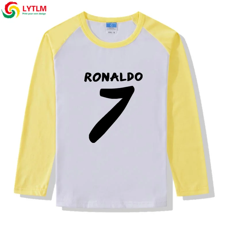 LYTLM Ronaldo 7 рубашки с длинными рукавами для маленьких мальчиков футболки для мальчиков топы для маленьких мальчиков Kleding Meisje, осень, детская одежда для девочек от 8 до 12 лет - Цвет: CXCJ LYCRA Maize