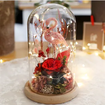 

12*18cm Luminous Flat Log Base Glass Dome Vase Diameter=12cm Height=18cm Glass Dome Home Decoration DIY Gift Wedding Gift