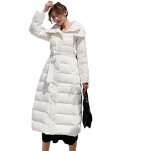 Куница волос меховой воротник одежда белая утка вниз Винтаж размера плюс более размер элегантное манто Femme Hiver Parker зимнее пальто для женщин