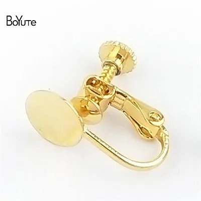 BoYuTe Diy серьги ювелирные аксессуары 5 цветов 14*17 мм металлическое Латунное непроколотое Ухо Зажимы с 8 мм база - Окраска металла: KC Gold Plated