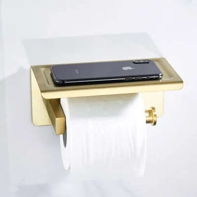 Paper holder 1 Набор аксессуаров для ванной комнаты, 304 нержавеющая сталь, вешалка для полотенец, угловая полка, держатель для бумаги, туалетная щетка, набор аксессуаров для ванной, матовый золотой - Цвет: Paper holder 1