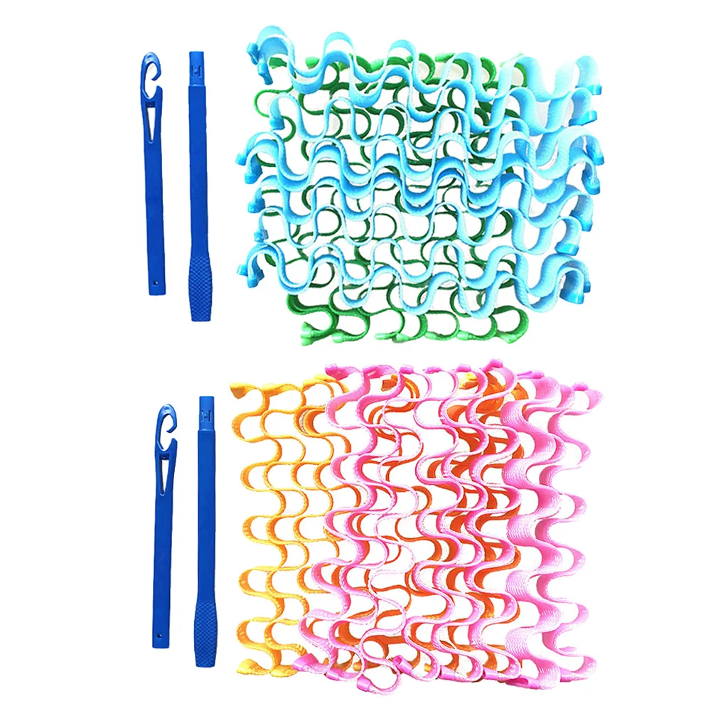 45cm Long Hair Curlers Curl Leverage Rollers Styling Kit w/ 2 Hooks No Heat