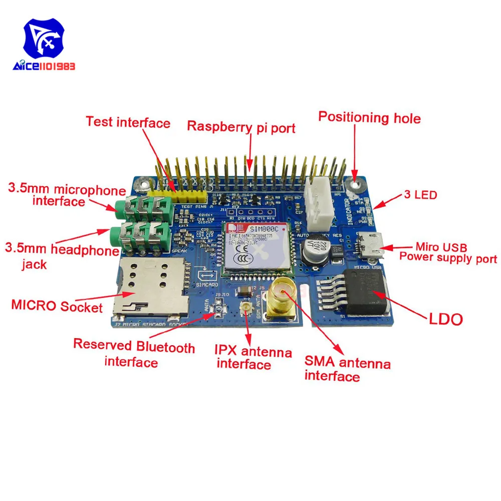 Diymore SIM800C GSM GPRS модуль четырехдиапазонная макетная плата/w IPX антенна SMA Micro SIM Слот для Arduino Raspberry Pi