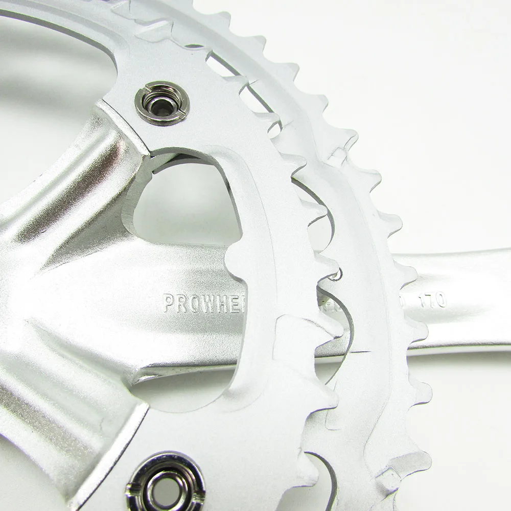 Cena PROWHEEL 7 8 9 prędkości rower szosowy crankest tarczy 52 42T 130BCD ze stopu aluminium ze stopu aluminium czworokątny otwór rower składany koło łańcuchowe korby