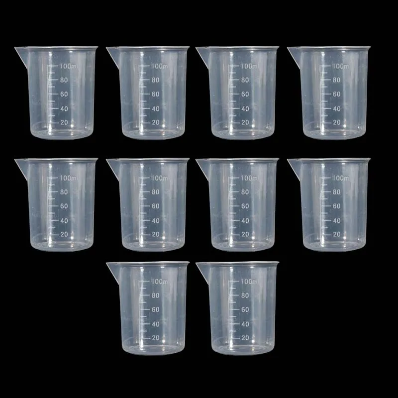 2x/10x100 мл прозрачный пластиковый мерный стакан кувшин кухонные лабораторные гаджеты