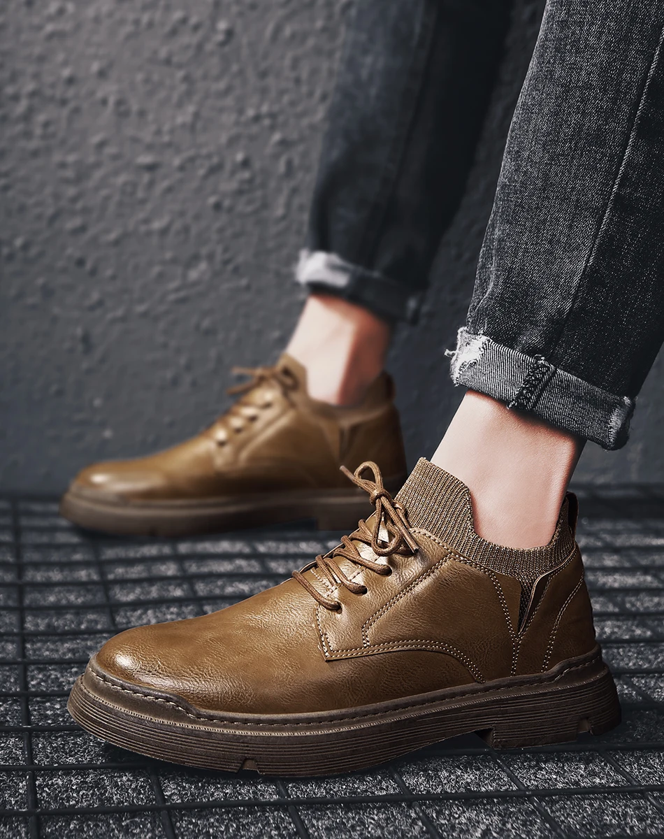 

Chiang Men Leisure Oxford Boots Martin Shoes True Lether Comfort Hiking High-Quality Endurable Sneakers For Business
