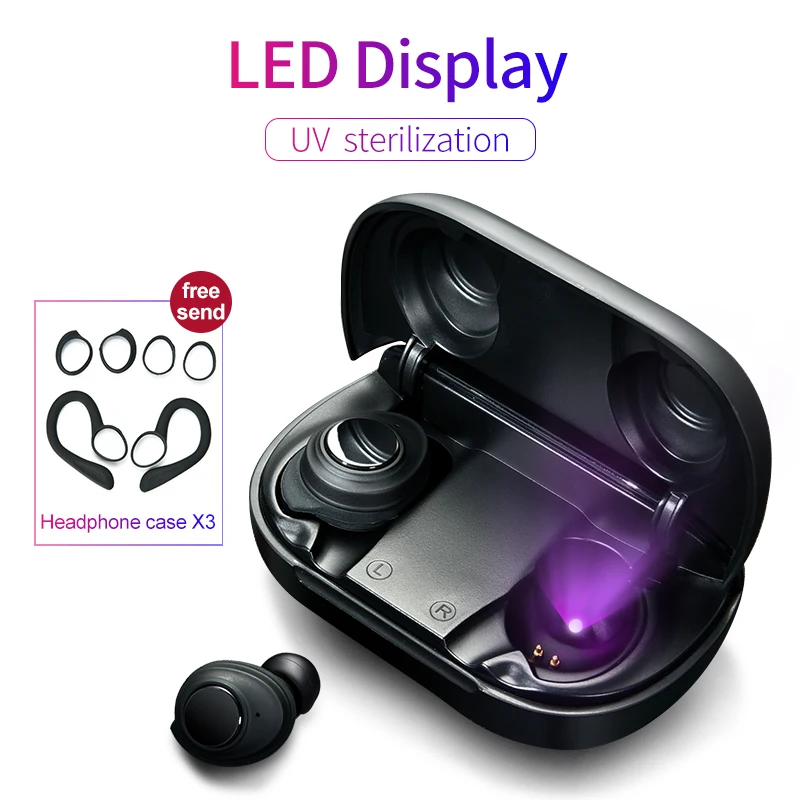 

Wireless Bluetooth 5.0 Earphone Button Control Earbuds UV Sterilization LED Power Display Earbuds Typc-C Charging Case Headphone