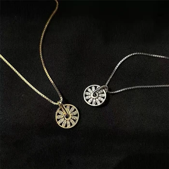

Sole Memory Mystical Compass Geometric Round Sun Flower 925 Sterling Silver Clavicle Chain Female Necklace SNE533