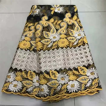 

Latest French net lace fabric nice embroidery tulle mesh material with rhinestones ZQN237(5yards/pc) multi color