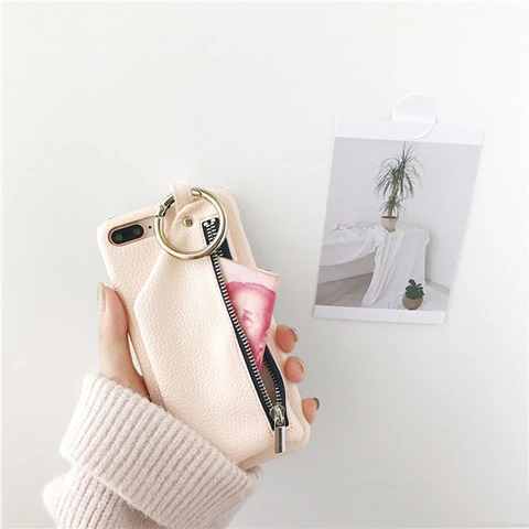 Роскошный чехол-кошелек из искусственной кожи на молнии для iPhone X, XR, XS, MAX, 7, 8, 6, 6s Plus, Модный Стильный Жесткий Чехол для мобильного телефона - Цвет: Pink