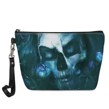 

HYCOOL Best Gift for Girls Skull Rose Flower Pattern Cosmetic Bags Makeup Bag Women Travel Fashion Organizer Make Up Bag Small