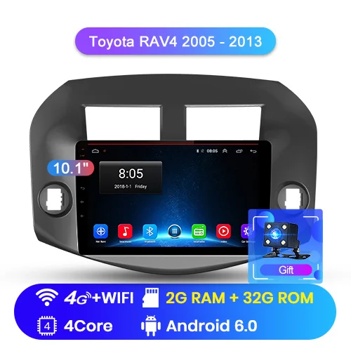 WIFI-4G 2-32GB Junsun 4G+ 64G Android 9,0 для Toyota RAV4 2005-2007-2013 авто 2 din Радио стерео плеер Bluetooth gps навигация нет 2din dvd - Цвет: WIFI-4G 2-32GB