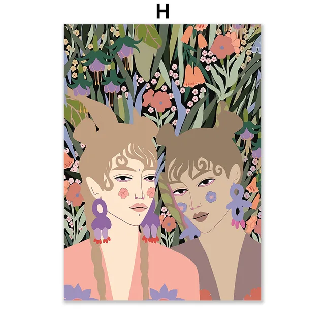 Abstract Dazzling Girl Lady boho Wall Art Canvas Painting Nordic Posters And Prints Wall Pictures For Living Room Salon Decor H