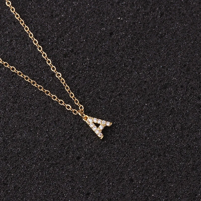 Крошечное модное ожерелье с буквами алфавита из Кубического Циркония Золотое и серебряное ожерелье с подвеской для женщин модные корейские ювелирные изделия X-l012