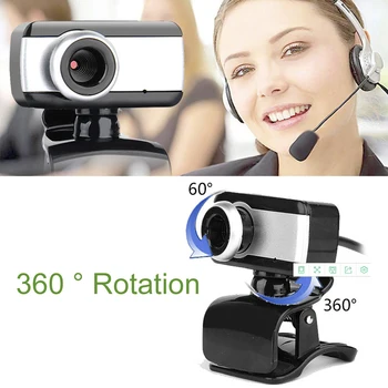 

360 Degree Whirling USB 2.0 Camera Webcam With Clip HD Web Cam With Mic Microphone For PC Computer Laptop Desktop