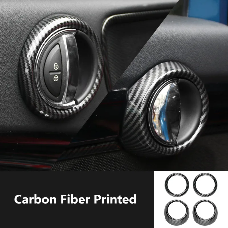 Carbon Fiber Printed 4 шт. ABS Ручка для внутренней двери автомобиля внешняя крышка Стайлинг Литье планки для Mini Cooper Countryman F60 аксессуары - Название цвета: Carbon Fiber Printed