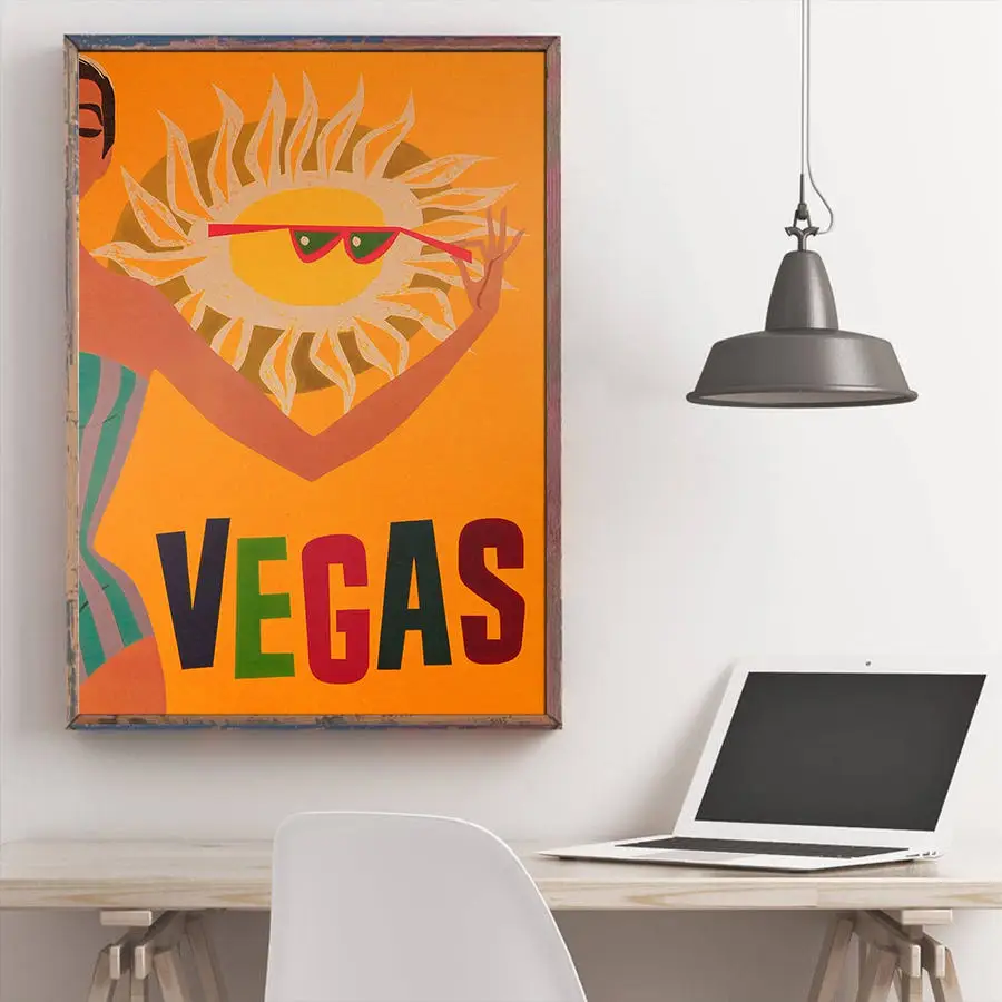 Лас-ночная съемка плакат Wall Art Стикеры оберточная бумага в винтажном стиле кафе Паб Бар Декор отеля ручная роспись пейзаж Picture42x30cm