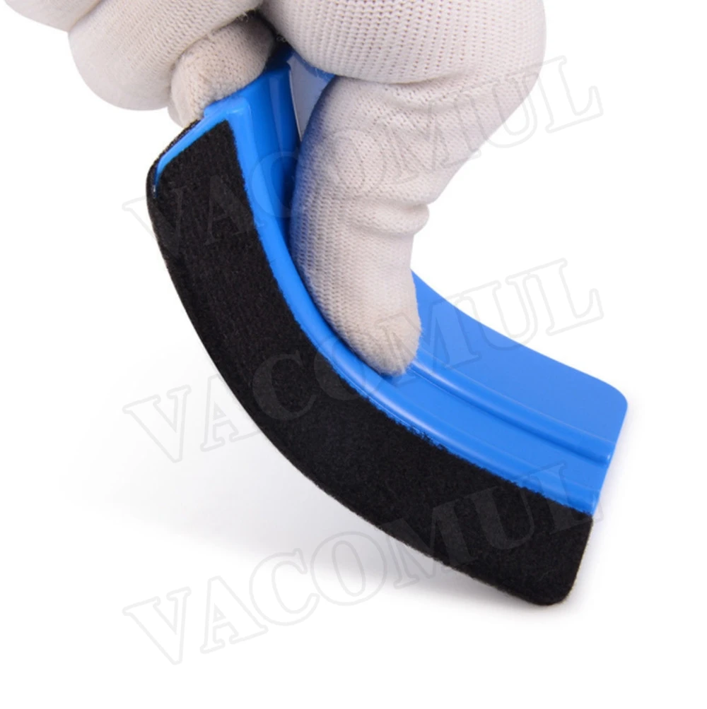 1pc Auto Styling Vinyl Carbon Fiber Window Ice Remover Cleaning Wash Car Scraper With Felt Squeegee Tool Film Wrapping 10x7cm