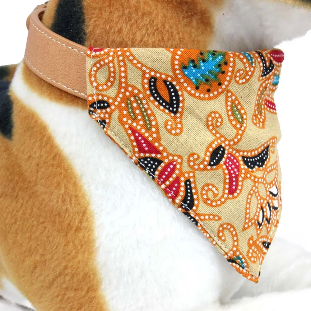 Pet Bohemian Style Dog Collar Leather Triangular Binder Adjustable Dogs Cats Collars Control Handle Training Pet Puppy Collar