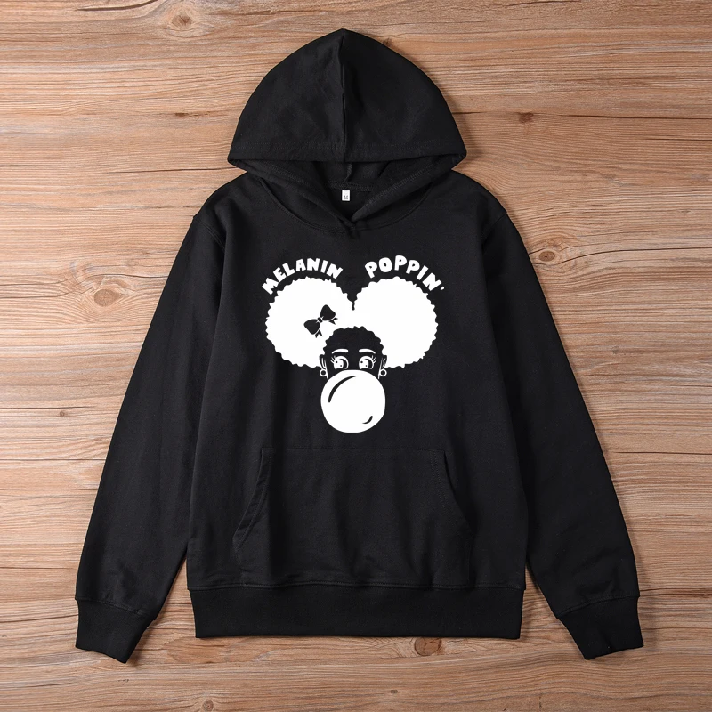 Melanin Poppin Harajuku Толстовка женская Африка Девушка Феминистская Толстовка забавные Kawaii графические Джемперы Корейская уличная одежда Прямая поставка
