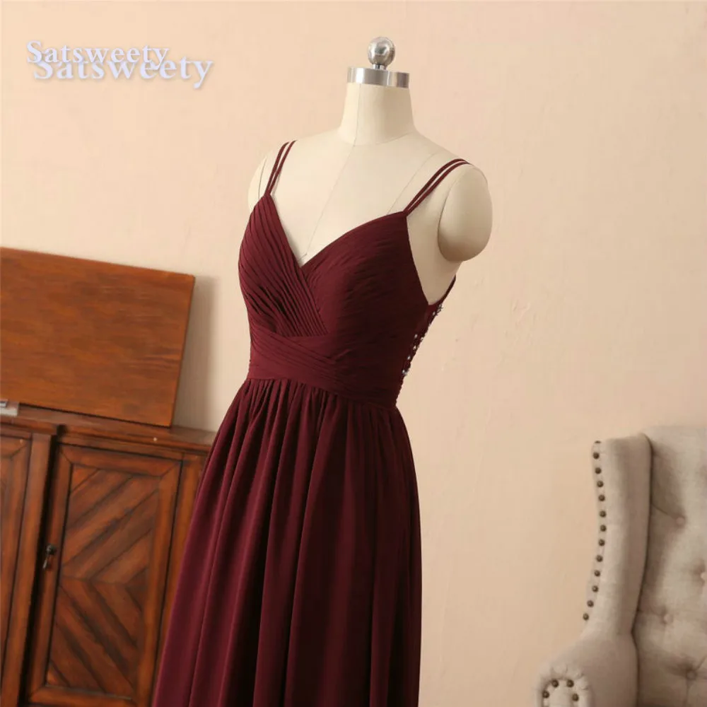 Vestido madrinha бордовые платья для подружки невесты длинное шифоновое платье с открытой спиной в пол для свадебной вечеринки robe demoiseur d'honneur