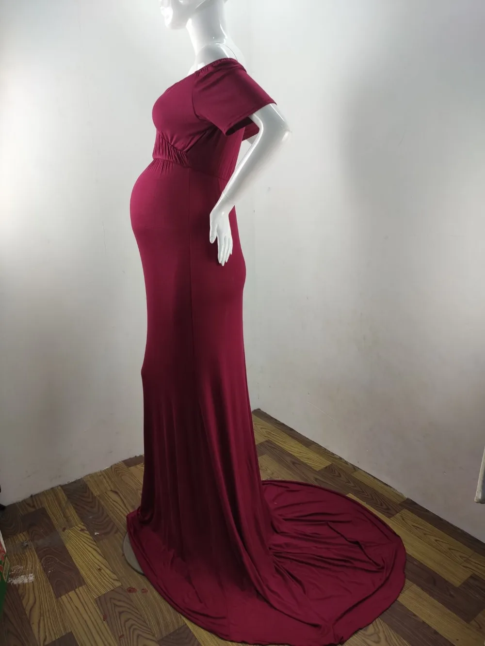 Elegence Shoulderless Maternity Shoot Dress Cute Pregnancy Photography Dress For Baby Shower Pregnant Women Maxi Gown Photo Prop (12)