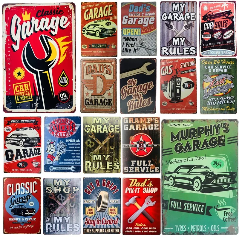 garage workshop Vintage Retro metal display mancave signs 