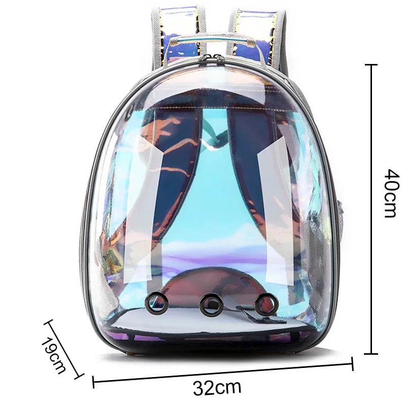 Laser bag Сумка для кошек, дышащая переносная сумка для домашних животных, рюкзак для путешествий на открытом воздухе, прозрачный рюкзак для кошек и собак - Цвет: Laser bag