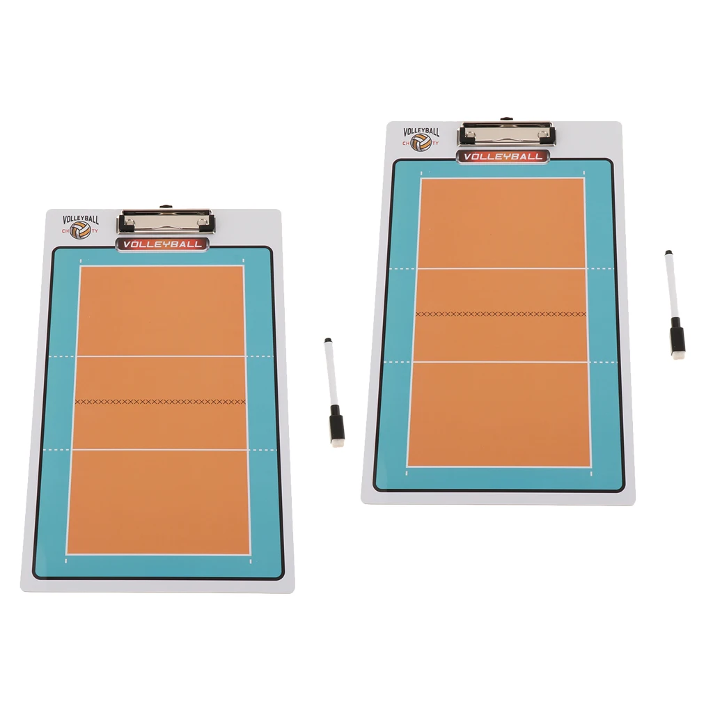 2 Set Volleyball Sports Coaching Board with Erasable Pen, Coaches Referees Clipboard Marker Boards for Training or Competition