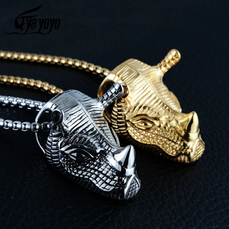 EyeYoYo носорога голова панк Мужская цепочка с подвеской Байкер Античная два Цвета