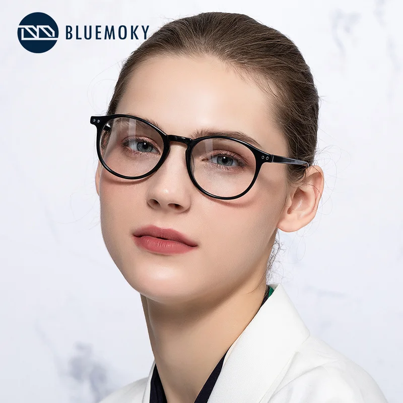

BLUEMOKY Acetate Round Glasses Frames Men Women Ultralight Retro Anti Blue Light Myopia Optical Eyeglasses Prescription Eyewear