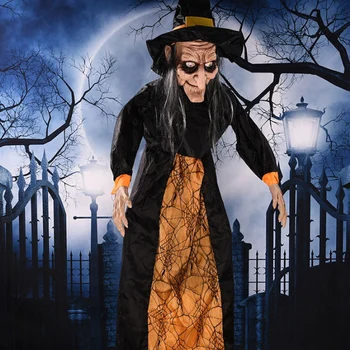 

Talking Witch Halloween Haunted House Prop Decor Sound Control Toy Ghost Festival Bar Horror Electric Luminous Hanging @