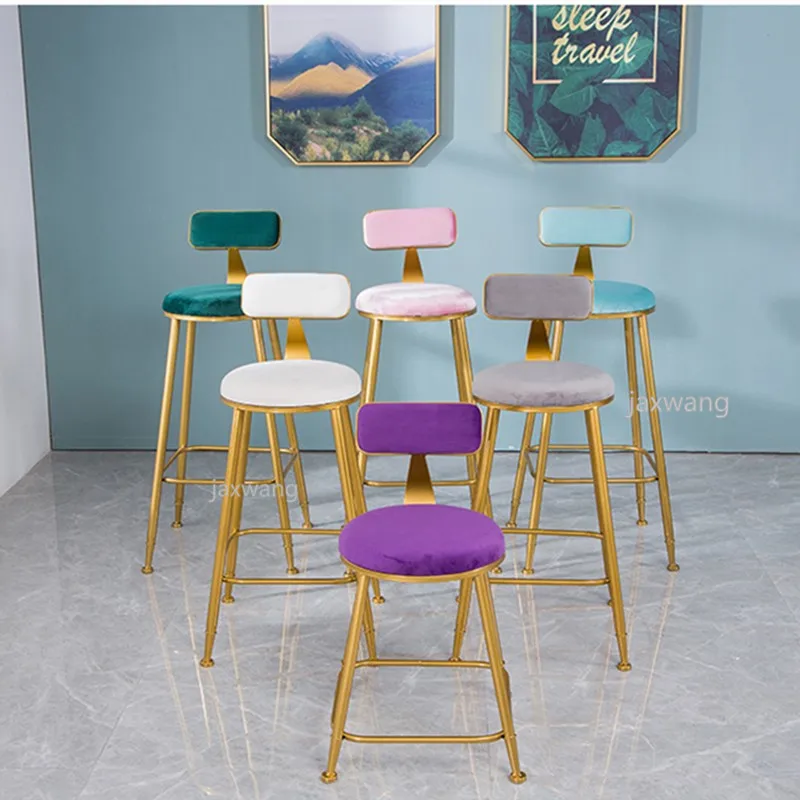 Modern Customized Nordic Iron Bar Chair Simple Home Back Dining Chair High Stool Coffee Bar Chairs Bar Stool