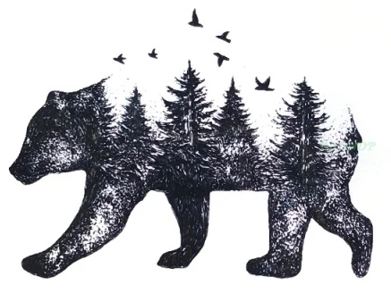 Временная татуировка унисекс флэш-тату водостойкая Сибирский лес медведь дерево