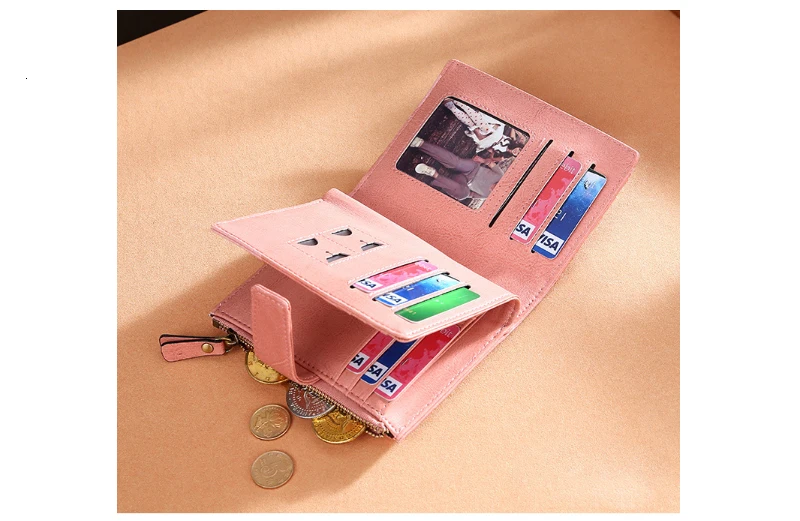 Genuine Leather Womens Wallets And Purses Coin Purse Girl Short Clutch Bags Card Holder Small Purses Carteira Feminina