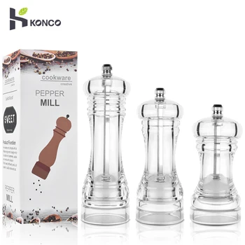 

Konco Acrylic Pepper Spice Shaker Salt Pepper Mill Manual spice grinder Salt and Peppers Grinder Kitchen Gadget
