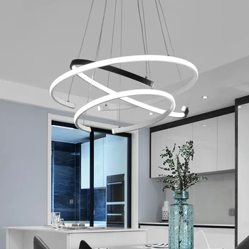 

White Circle Led Pendant Light for Living room Dining room Kitchen Modern Pendant Lamp 40 50 60cm Hanging Lamp Fixture 110V 220V