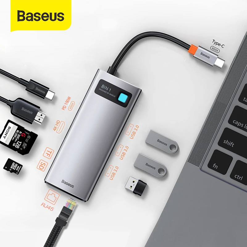 Special Offers Baseus USB C HUB Type C to HDMI-compatible USB 3.0 Adapter 8 in 1 Type C HUB Dock  NRwoeKVKKxo