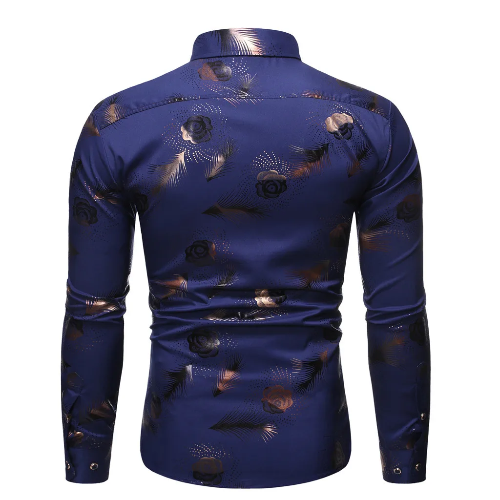 Camisa Masculina мужская новая стильная модная красная рубашка с длинными рукавами с принтом из полиэстера с длинными рукавами 19Aug20 P30