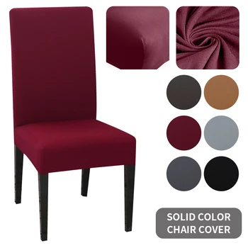 

1/2/4/6pcs Solid Color Chair Cover For Dining Room Spandex Stretch Elastic Slipcovers Chair Covers Banquet Hotel Kitchen