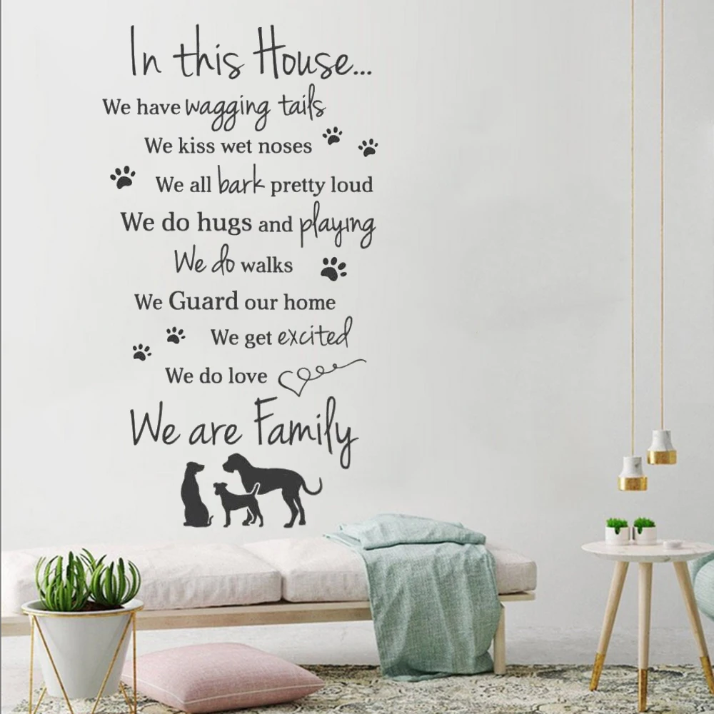 

In This House We Have Wagging Tails We Are Family Quotes Wall Stickers Baby Room Decals Vinyl Livingroom Decor Poster DW21069